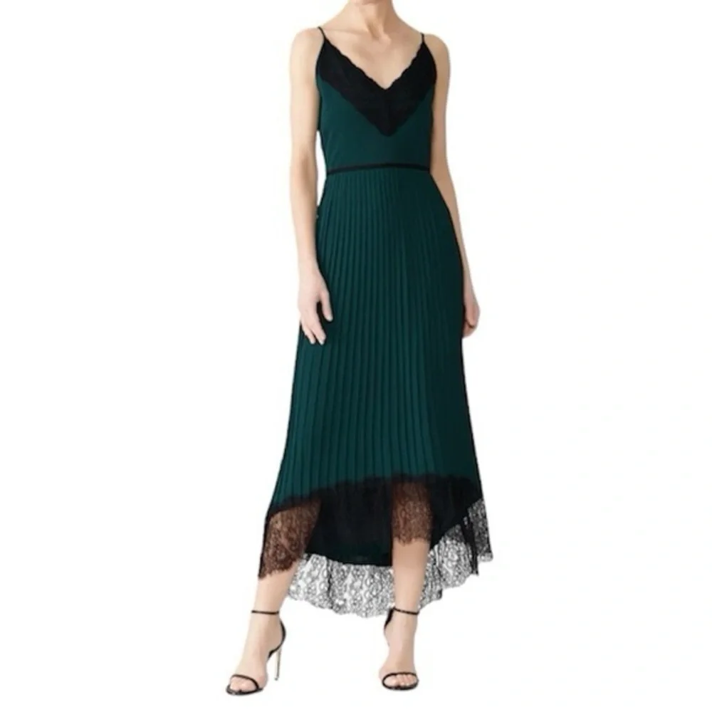 J. Crew Pleated Lace Trim Dress
